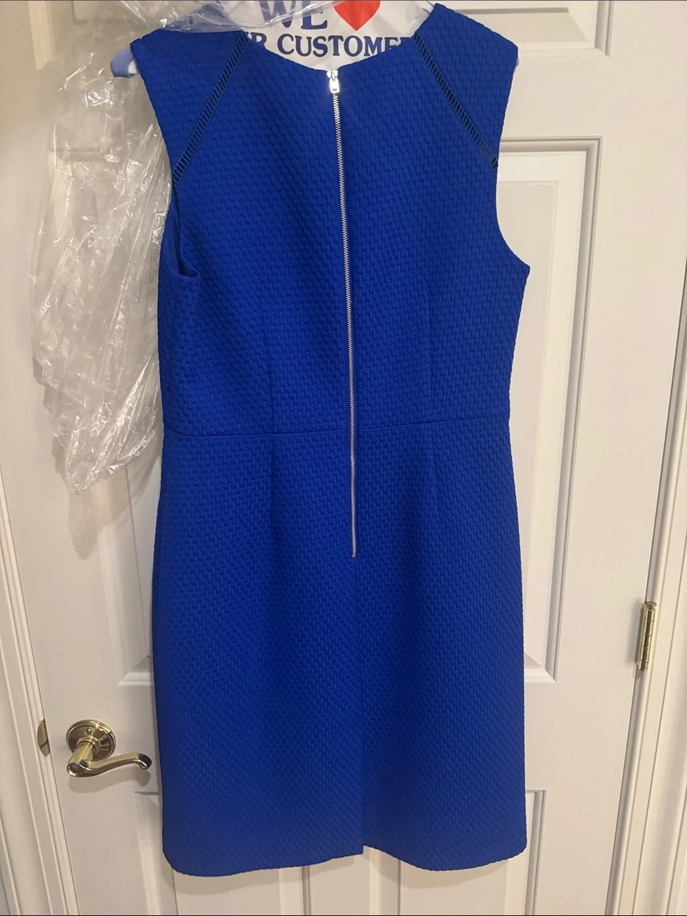 J. Crew Sleeveless Textured Blue Sheath Dress